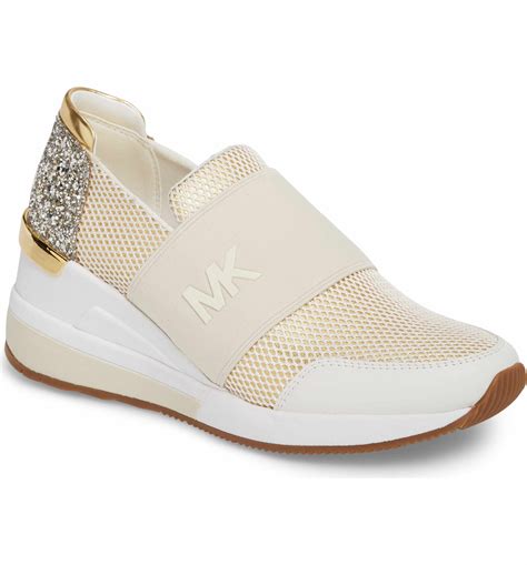 michael kors rose gold slip on sneakers jaquard|Michael Kors slip on.